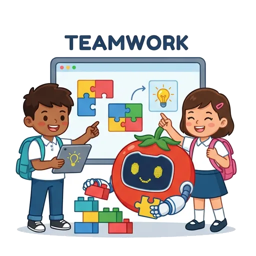 Illustration of teachers and students working together